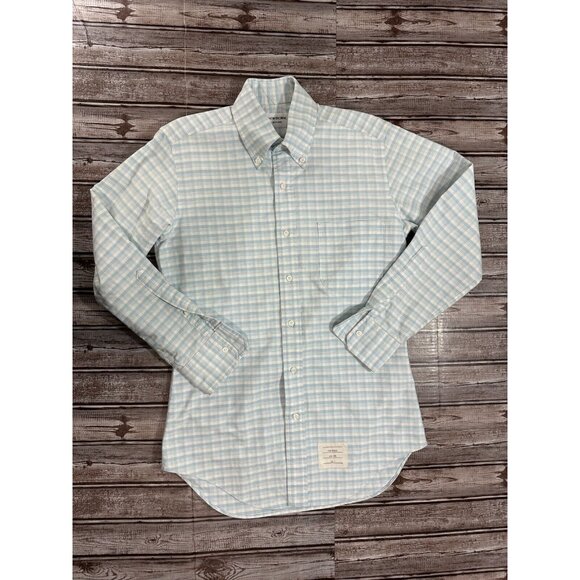 Thom Browne New York plaid Shirt color Blue Size 1 / S - Picture 1 of 7